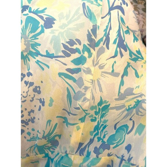Y2K Vintage Ann Taylor Yellow Blue Silk Baby Doll Floral Slip Dress 2P Coachella - Picture 7 of 8